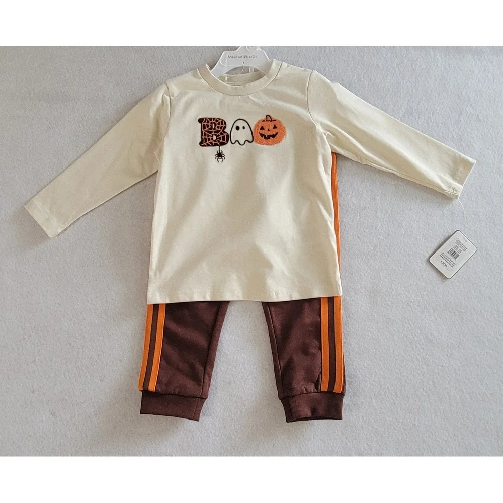 Magical Kids Boys Set 2-Piece Sweatshirt & Pants Halloween 12M Beige And Brown N